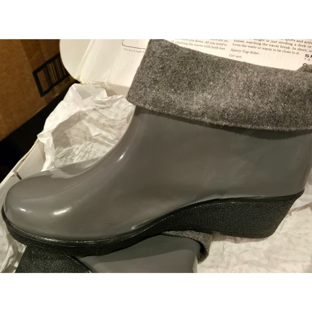 Sperry Top Sider Sadie Low Waterproof Gray Rain Duck Boots Size 8 New in Box NIB - Picture 5 of 10